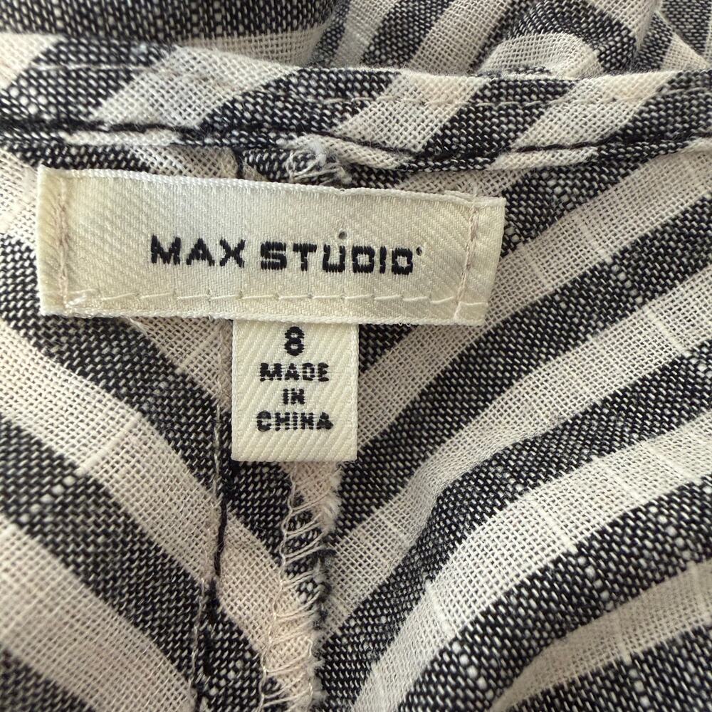 Max Studio Black White Stripe Cotton Maxi Dress Size 8 Button Front - Picture 4 of 10